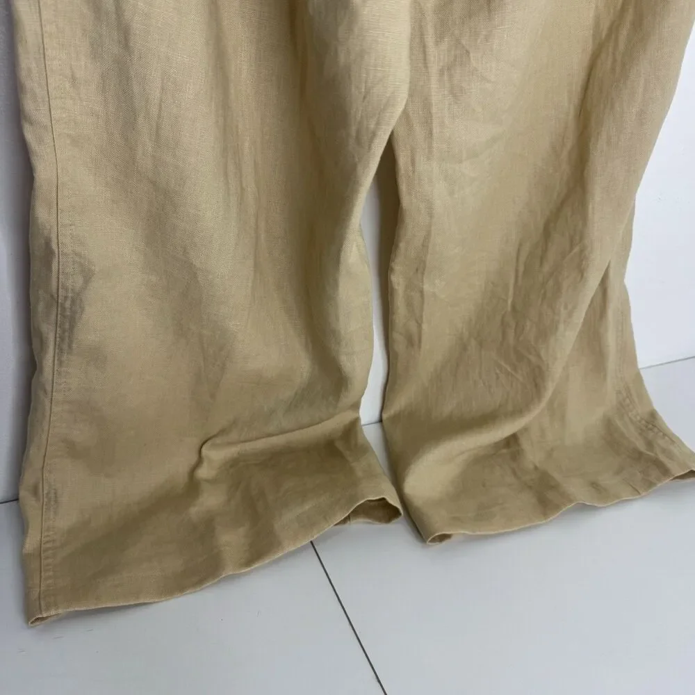 Lauren Ralph Lauren 100% Linen Wide Leg Pants 22W Brown Tan Plus Size LRL - Picture 5 of 8